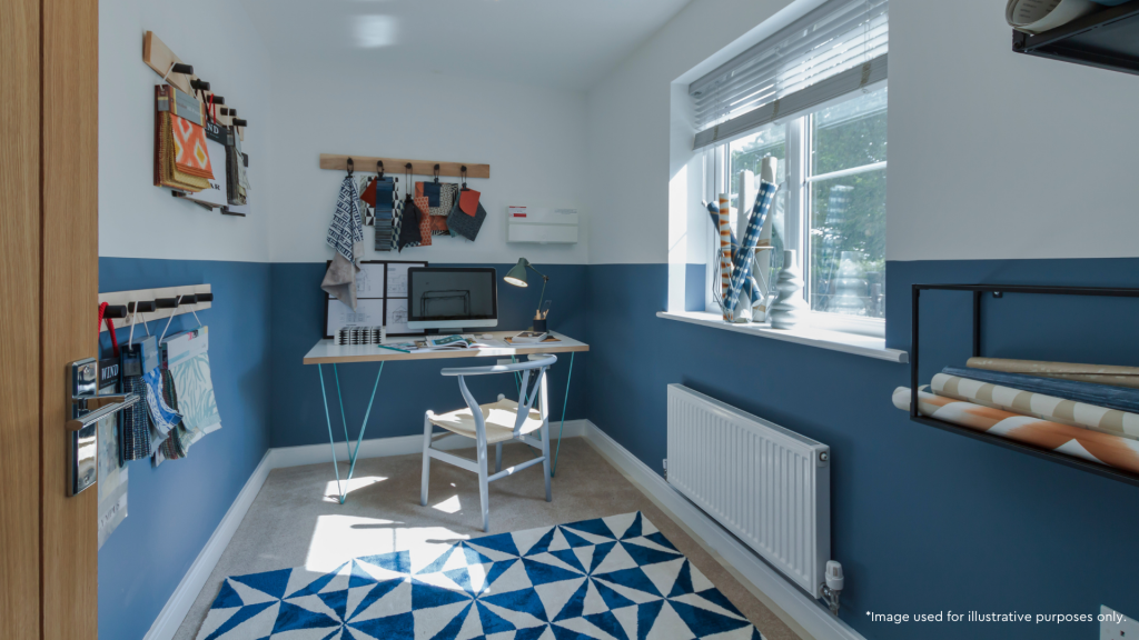 Work from home space with a desk and bright window